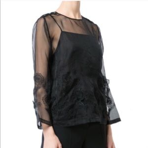 Robert Rodriguez Silk Floral Detail Top New